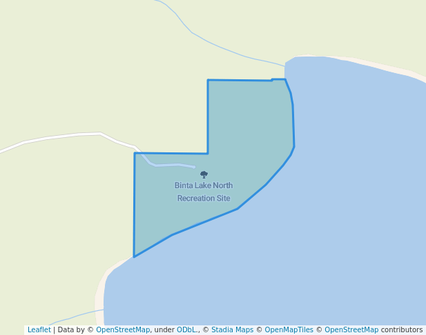 walking in Binta Lake North Recreation Site map in Burns Lake