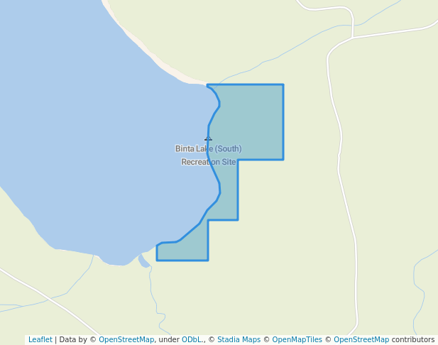 walking in Binta Lake South Recreation Site map in Burns Lake