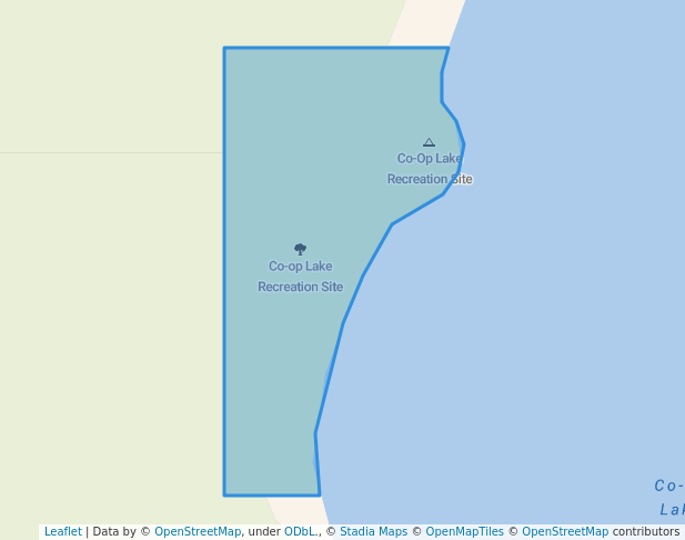walking in Co-op Lake Recreation Site map in Burns Lake