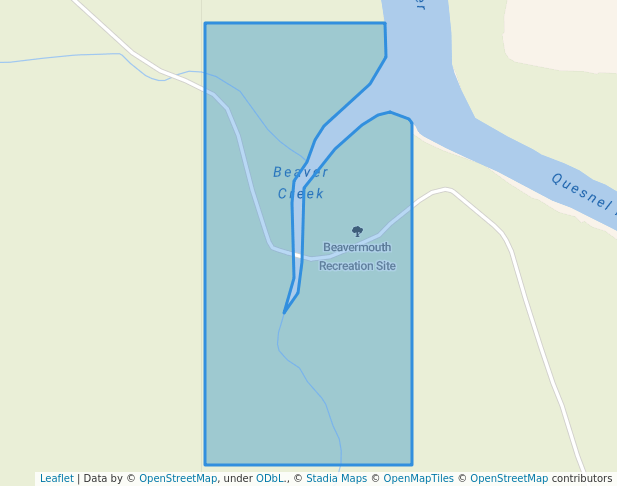 walking in Beavermouth Recreation Site map in Likely