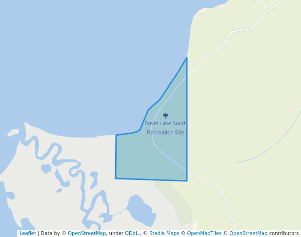 walking in Davie Lake South Recreation Site map in Bear Lake