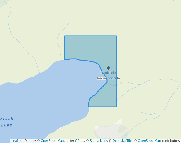 walking in Frank Lake Recreation Site map in Vanderhoof