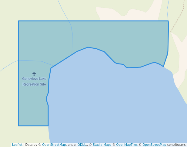 walking in Genevieve Lake Recreation Site map in Hixon