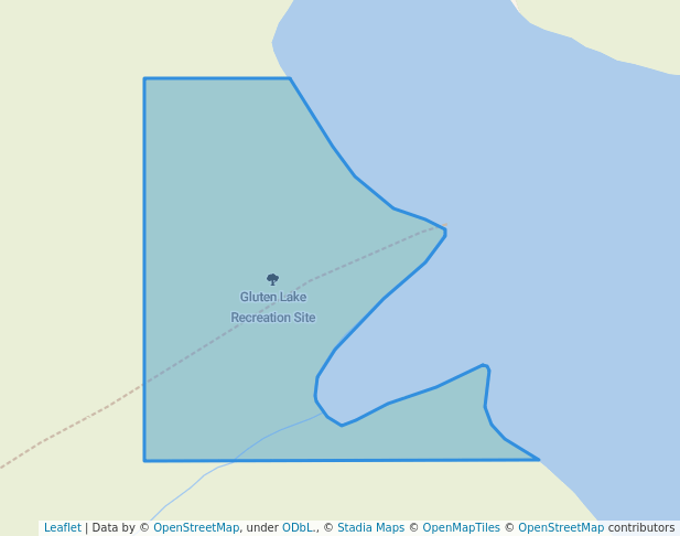 walking in Gluten Lake Recreation Site map in Vanderhoof