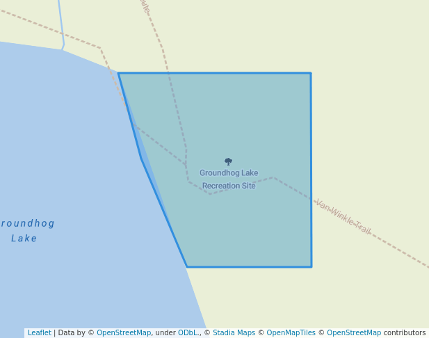 walking in Groundhog Lake Recreation Site map in Likely
