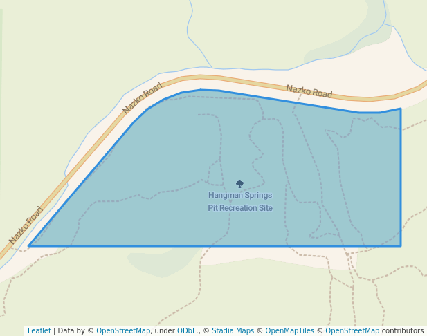 walking in Hangman Springs Pit Recreation Site map in Quesnel