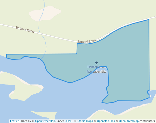 walking in Hanham Lake Recreation Site map in Chilanko Forks