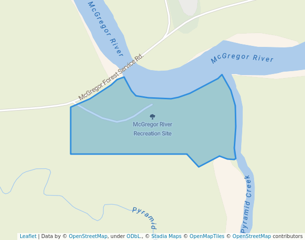 walking in McGregor River Recreation Site map in Sinclair Mills