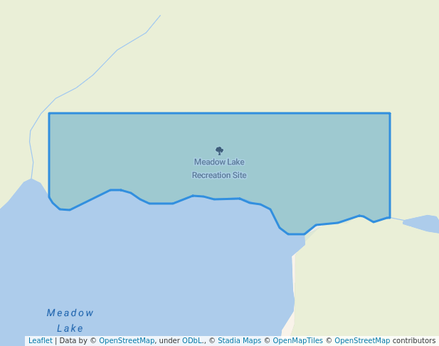 walking in Meadow Lake Recreation Site map in Chilanko Forks
