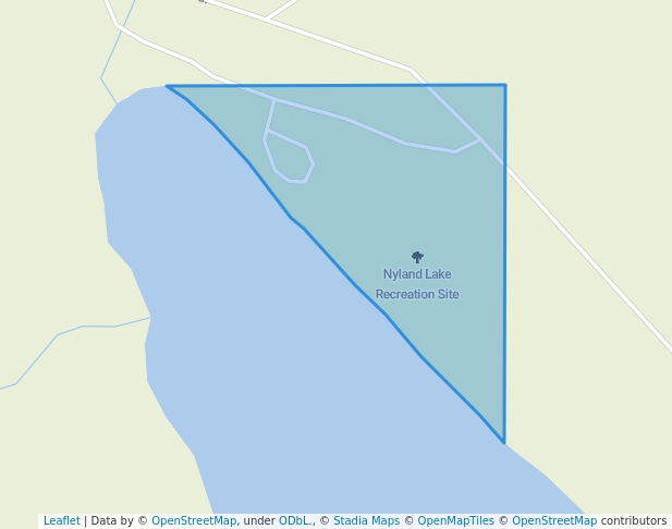 walking in Nyland Lake Recreation Site map in Likely