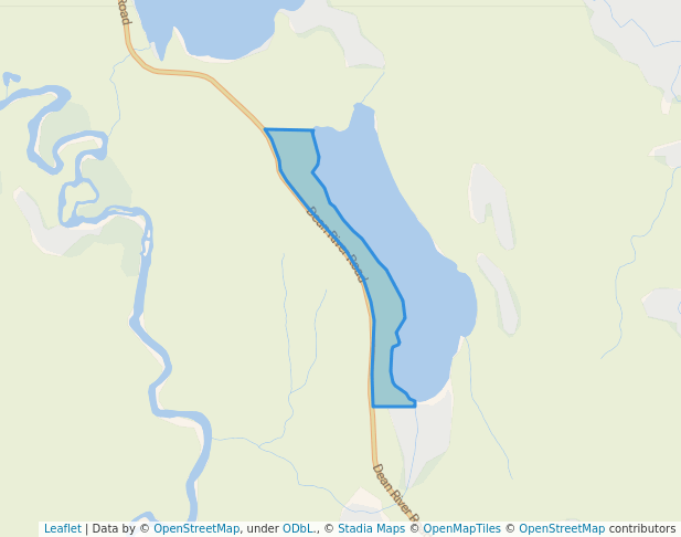 walking in Poison Lake Recreation Site map in Anahim Lake