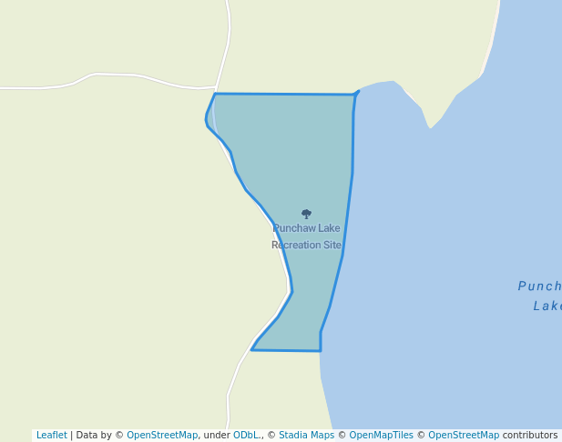 walking in Punchaw Lake Recreation Site map in Hixon