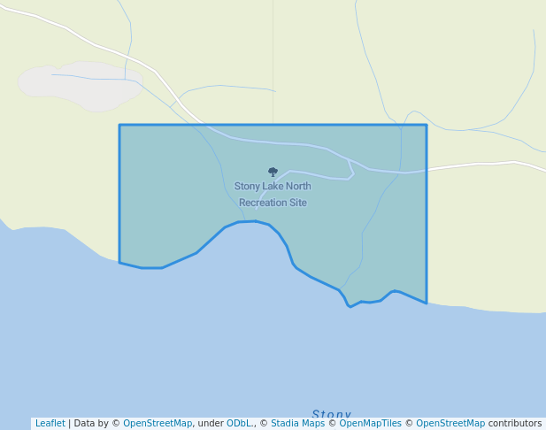 walking in Stony Lake North Recreation Site map in Wells