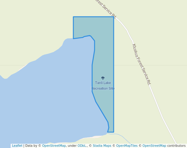 walking in Tanli Lake Recreation Site map in Chilanko Forks