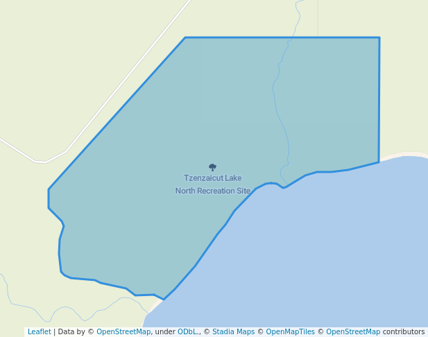walking in Tzenzaicut Lake North Recreation Site map in Quesnel