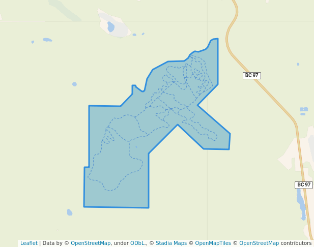 walking in Bull Mountain Ski Trail Recreation Site map in Williams Lake