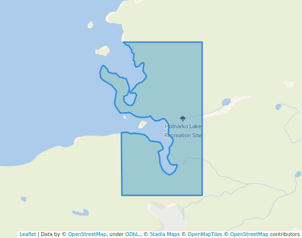 walking in Hotnarko Lake Recreation Site map in Anahim Lake