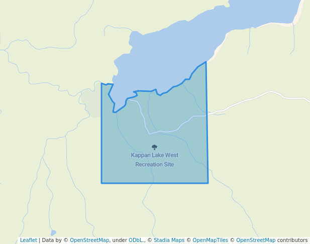 walking in Kappan Lake West Recreation Site map in Anahim Lake