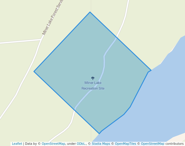 walking in Miner Lake Recreation Site map in Kleena Kleene