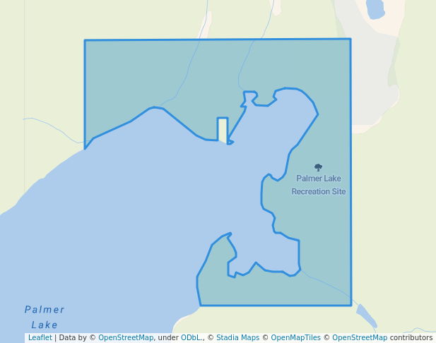 walking in Palmer Lake Recreation Site map in Alexis Creek