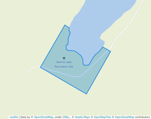 walking in Dennis Lake Recreation Site map in Avola