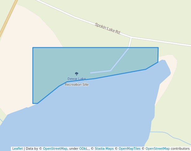 walking in Dewar Lake Recreation Site map in 150 Mile House