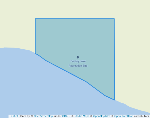 walking in Dorsey Lake Recreation Site map in Big Lake Ranch