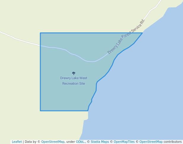 walking in Drewry Lake West Recreation Site map in Canim Lake