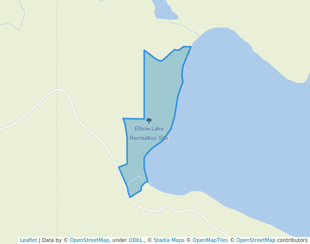 walking in Elbow Lake Recreation Site map in Horsefly