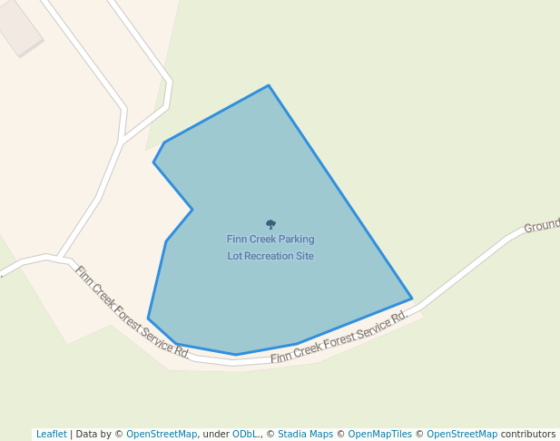 walking in Finn Creek Parking Lot Recreation Site map in Avola