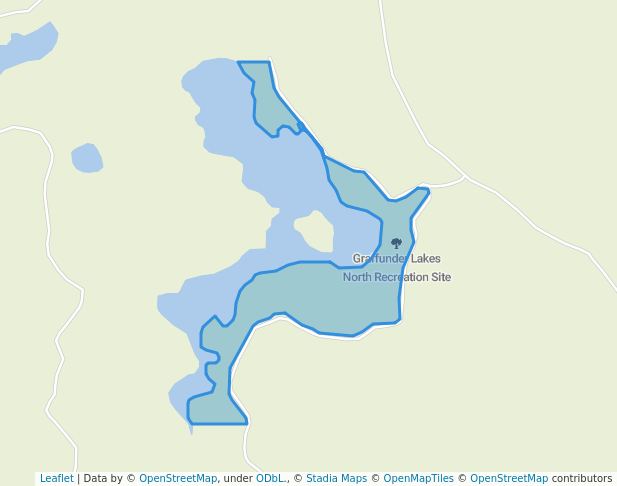walking in Graffunder Lakes North Recreation Site map in Vavenby