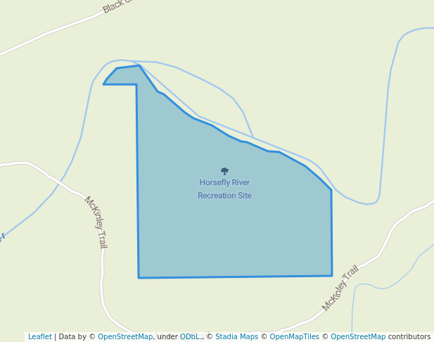 walking in Horsefly River Recreation Site map in Horsefly