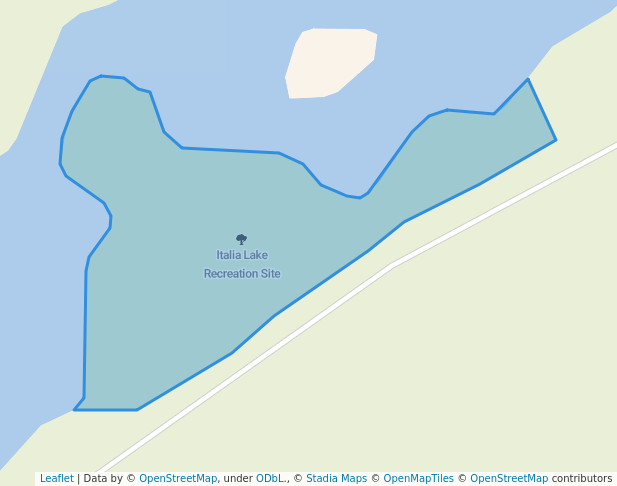 walking in Italia Lake Recreation Site map in Clearwater
