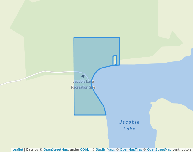 walking in Jacobie Lake Recreation Site map in Big Lake Ranch
