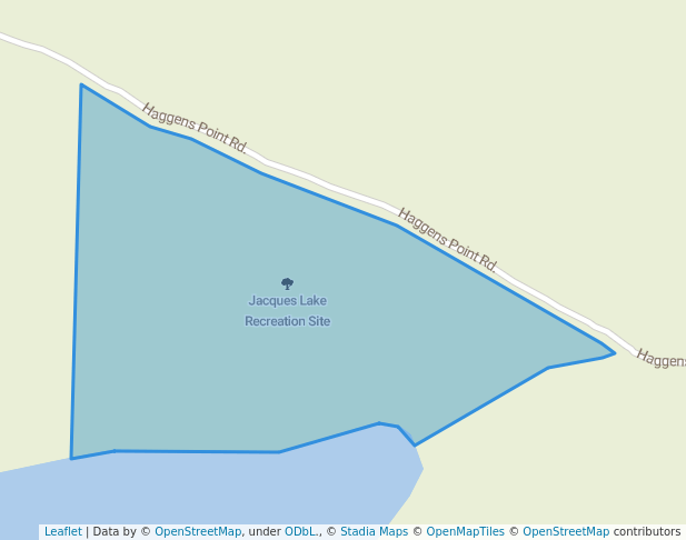 walking in Jacques Lake Recreation Site map in Horsefly