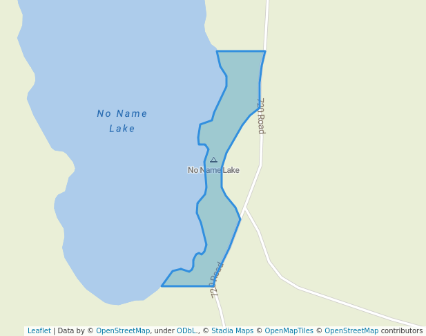 walking in No Name Lake Recreation Site map in Dunster