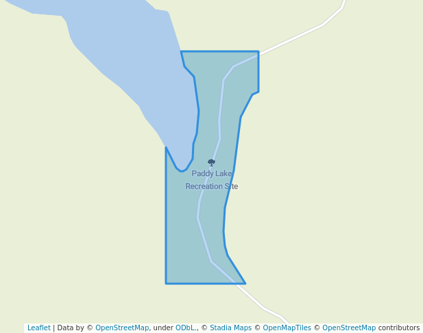 walking in Paddy Lake Recreation Site map in Canim Lake