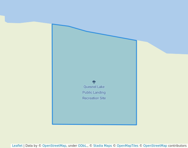 walking in Quesnel Lake Public Landing Recreation Site map in Dunster