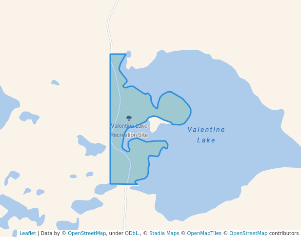 walking in Valentine Lake Recreation Site map in 100 Mile House