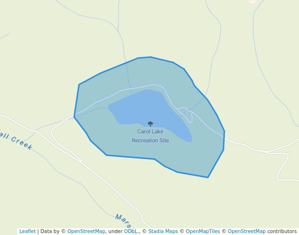 walking in Carol Lake Recreation Site map in Pavilion