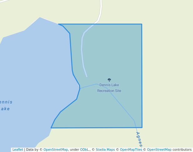 walking in Dennis Lake Recreation Site map in Sun Peaks