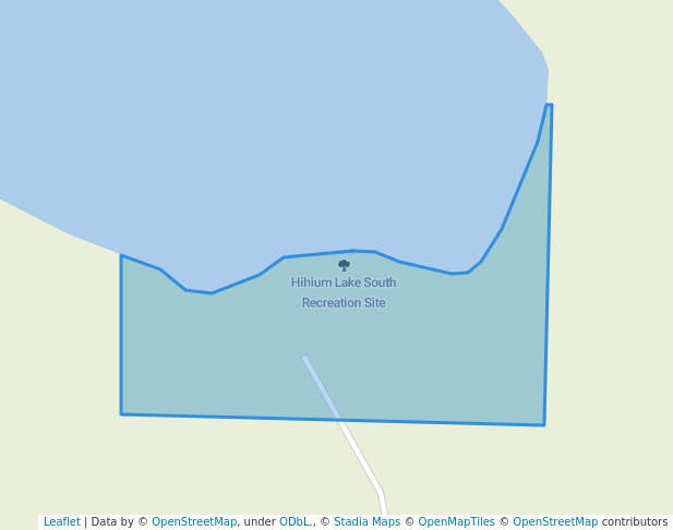 walking in Hihium Lake South Recreation Site map in 100 Mile House