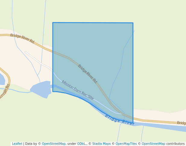 walking in Mission Dam Recreation Site map in Pavilion