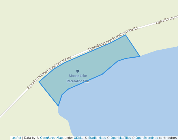walking in Moose Lake Recreation Site map in Bridge Lake