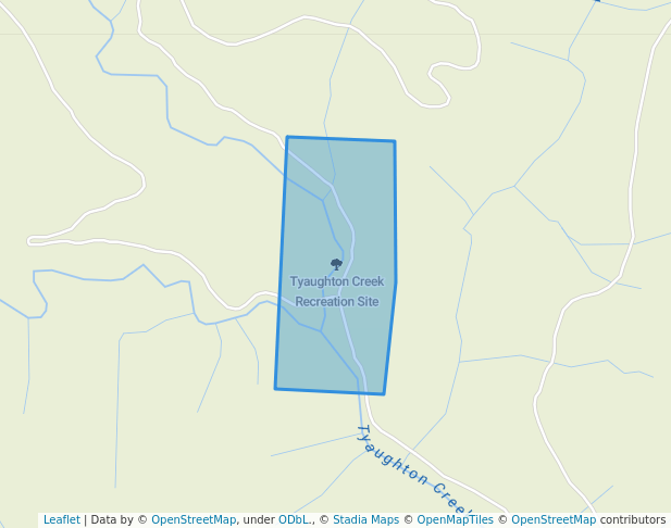 walking in Tyaughton Creek Recreation Site map in Pavilion