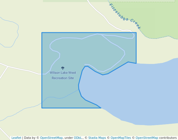 walking in Wilson Lake West Recreation Site map in Nakusp