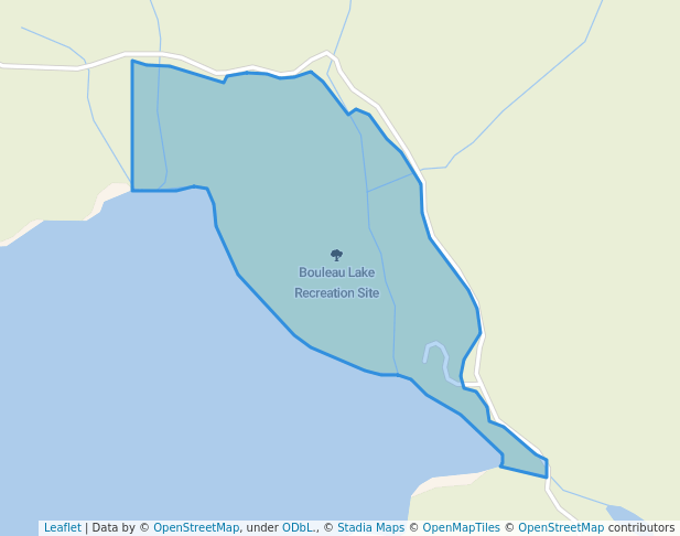 walking in Bouleau Lake Recreation Site map in Westwold