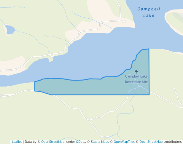 walking in Campbell Lake Recreation Site map in Bestwick