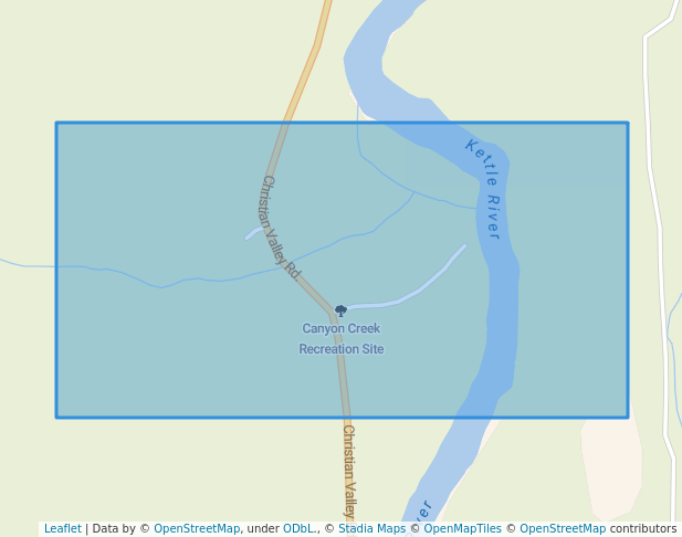walking in Canyon Creek Recreation Site map in Beaverdell