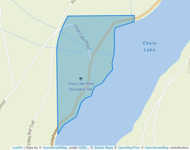 walking in Chain Lake West Recreation Site map in Summerland